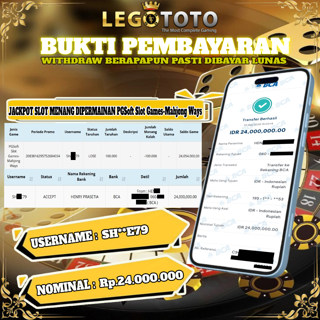  🏆 BUKTI KEMENANGAN MEMBER LEGOTOTO PGSoft Slot MAHJONG WINS 🏆