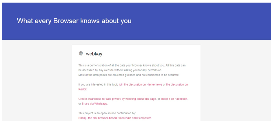 sample Webkey data