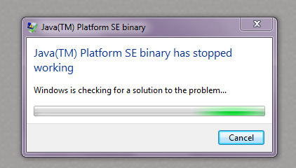 Java Tm Platform Se Binary Has Stopped Working Windows 7