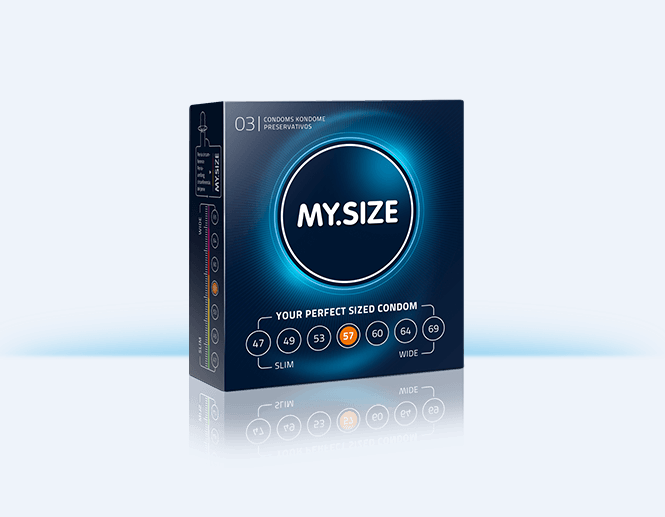 my size 64mm width natural latex condoms 3 pack