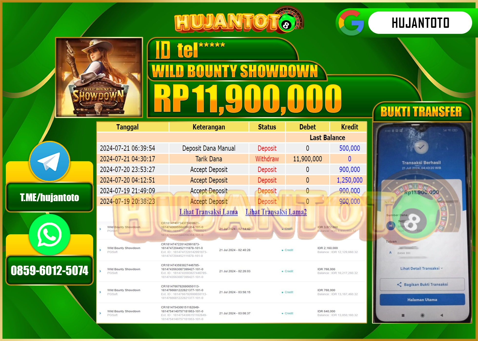 HUJANTOTO MENANG SLOT WILD BOUNTY SHOWNDOWN  11.900.000 - LUNAS 