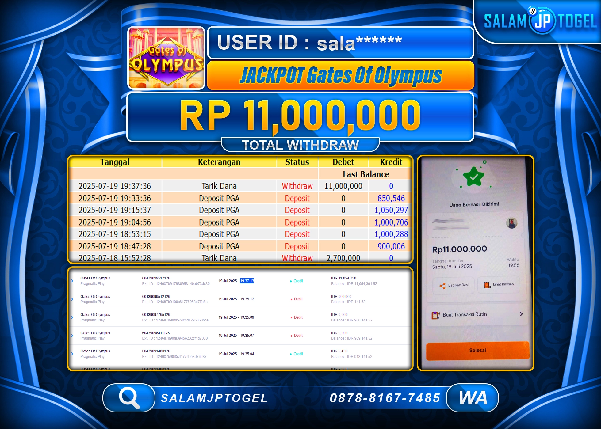 SALAMJPTOGEL MENANG GATES OF OLYMPUS Rp.11,000,000