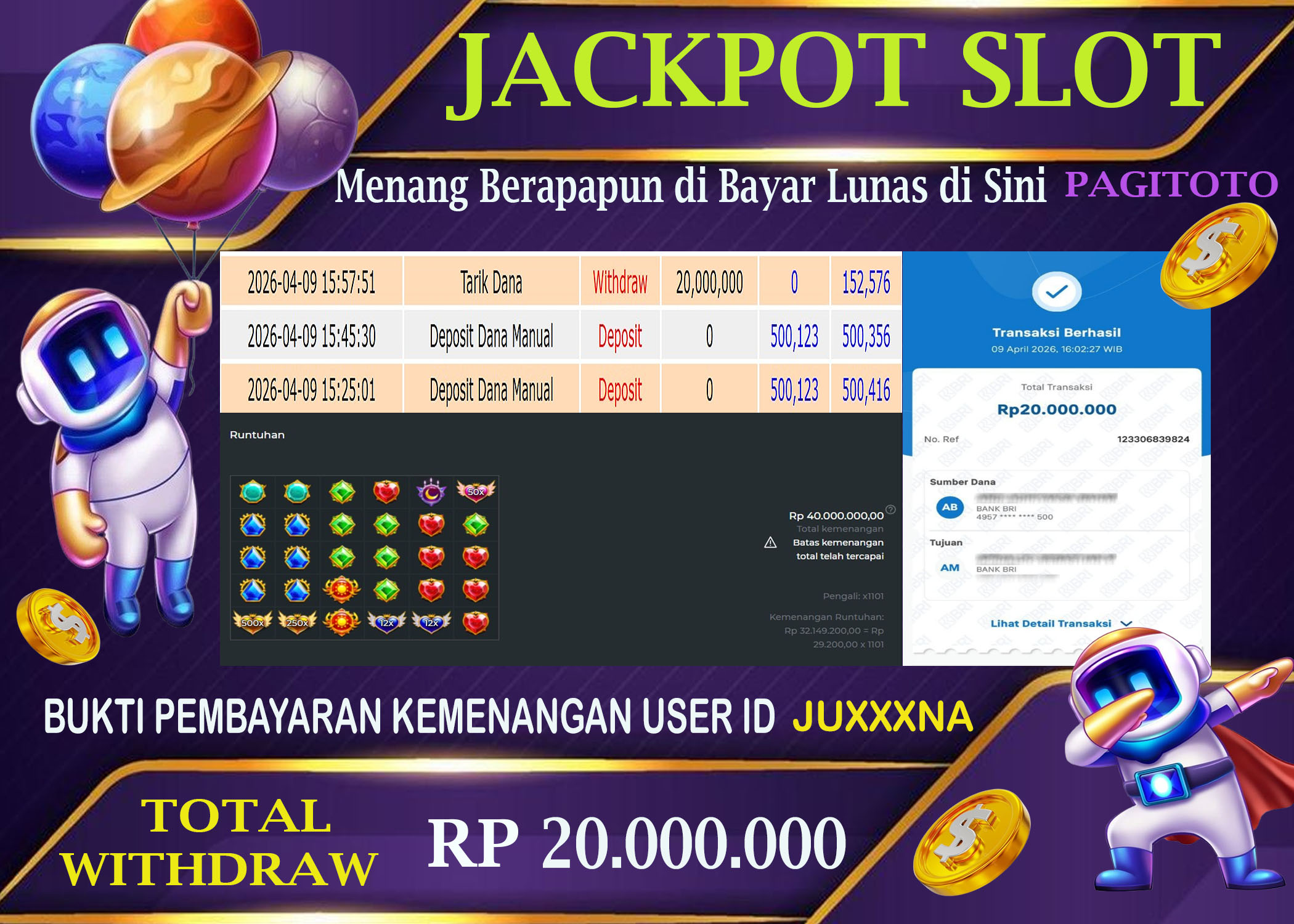 HAPPY JACKPOT MEMBER PAGITOTO SLOT STARLIGHT PRINCES  Rp  20.000.000-, - LUNAS