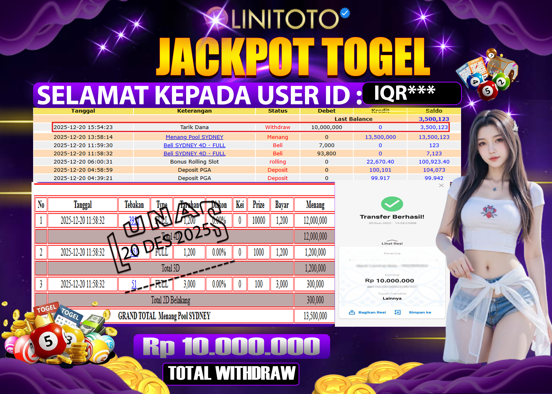 LINITOTO JACKPOT TOGEL SYDNEY Rp.10,000,000 - LUNAS