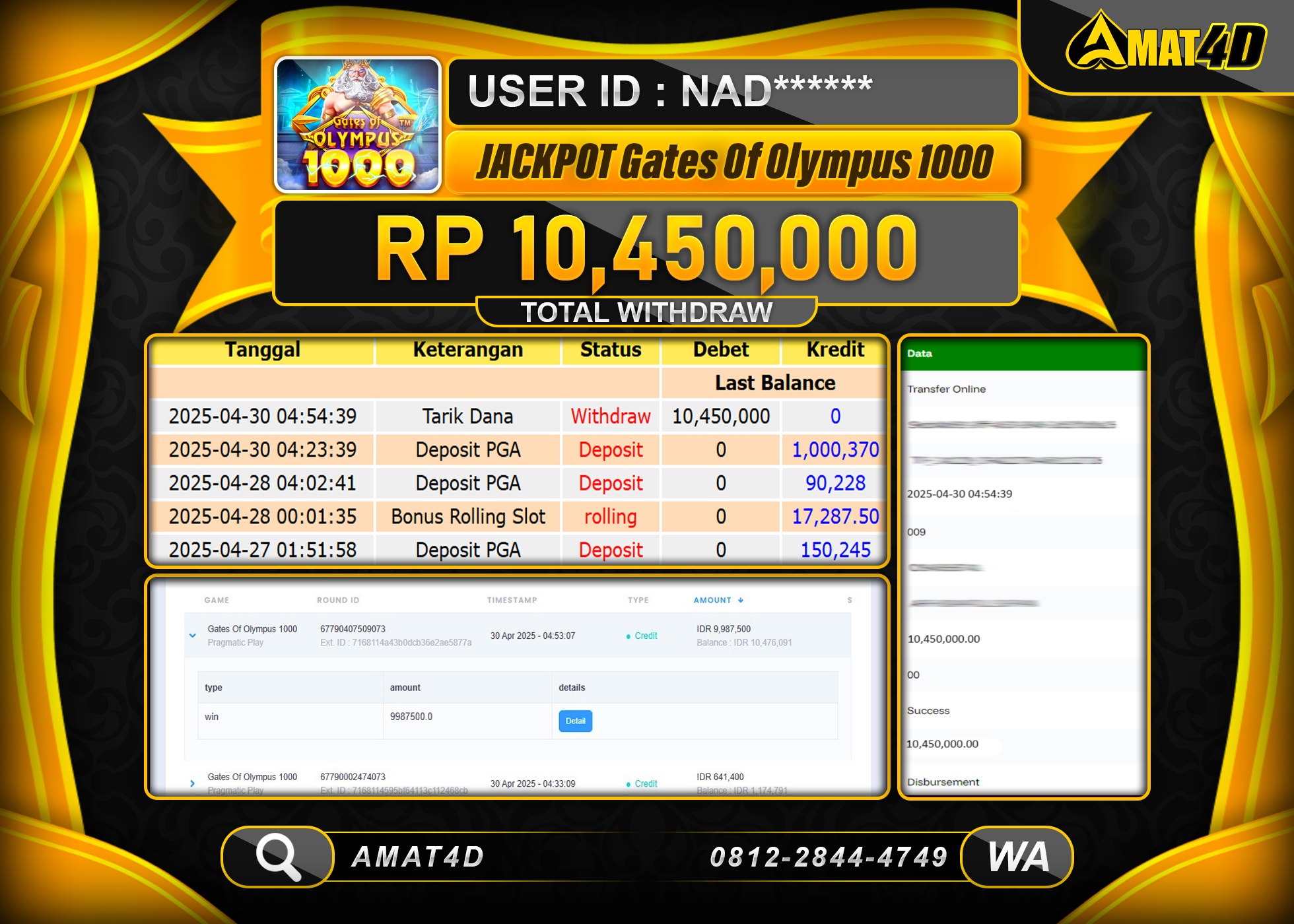 AMAT4D KEMENANGAN GATES OF OLYMPUS 1000  Rp.10.450.000 BERHASIL TERBAYAR LUNAS