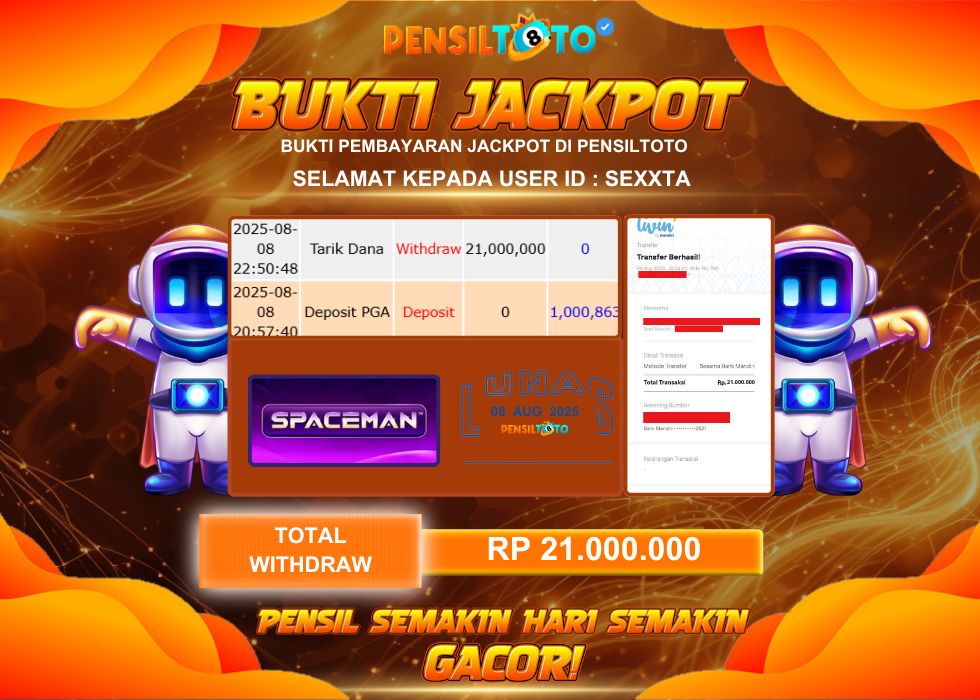 PENSILTOTO JACKPOT SPACEMAN PP  Rp.21.000.000,- LUNAS