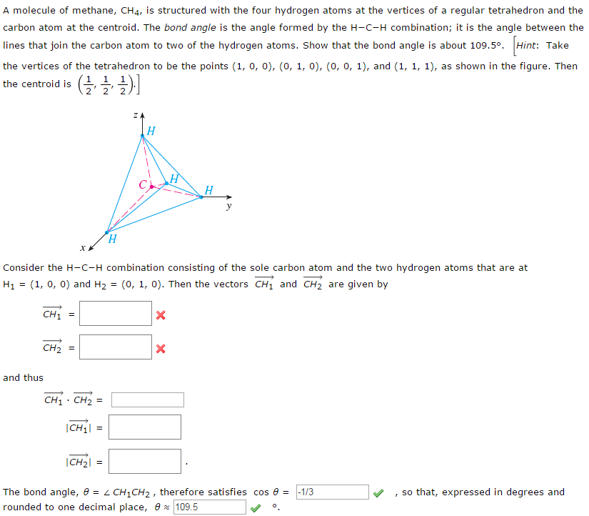 Solved A molecule of methane, CH_4, is structured with the | Chegg.com