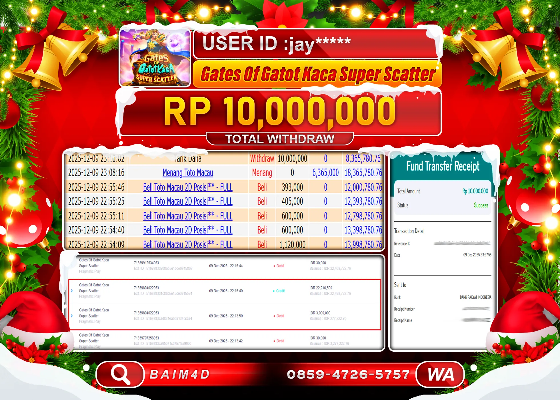 BAIM4D JACKPOT SLOT GATES OF GATOT KACA SUPER Rp.10,000,000 - LUNAS