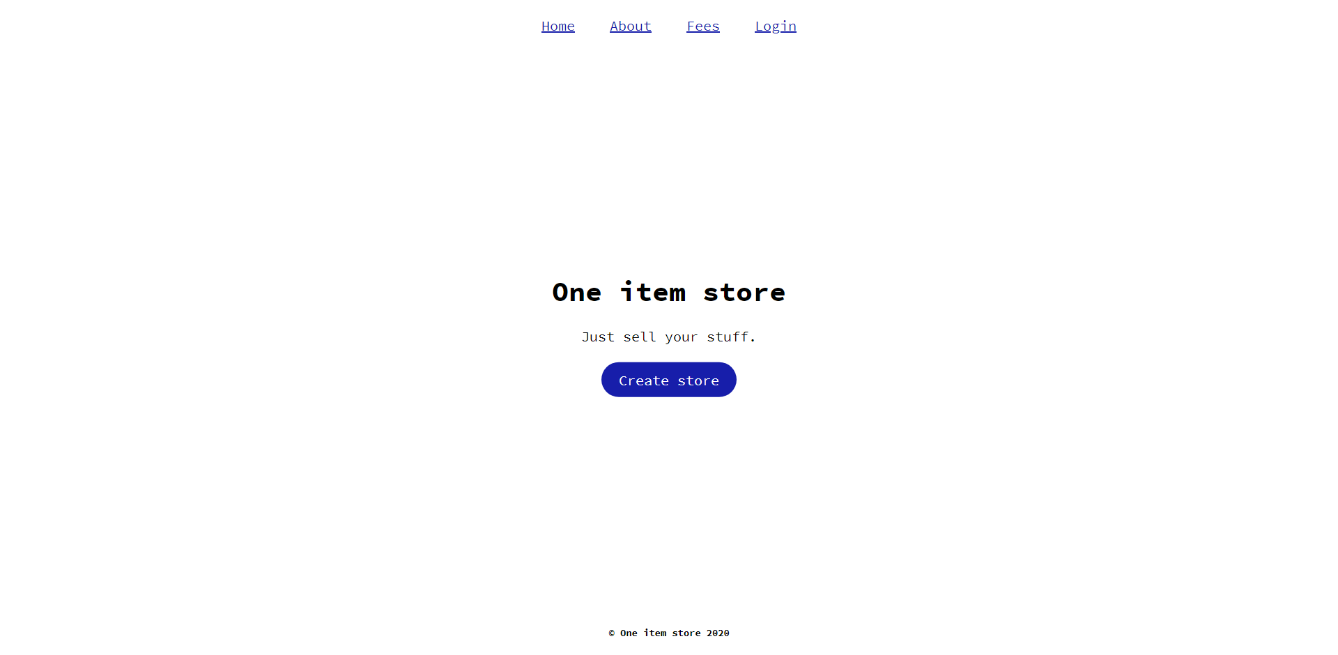 one item store homepage