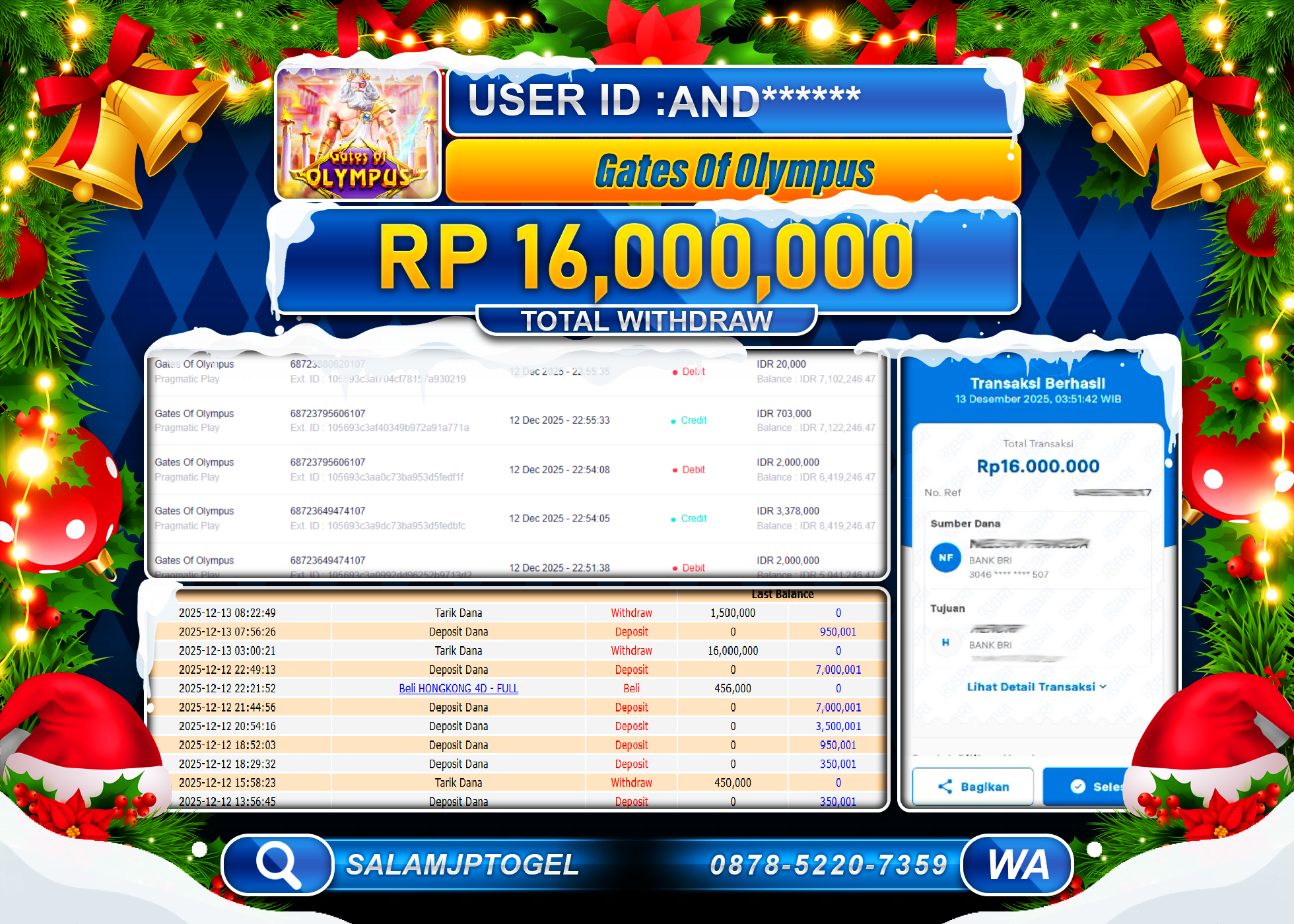SALAMJPTOGEL JACKPOT GATE OF OLYMPUS Rp.16,000,000 - LUNAS