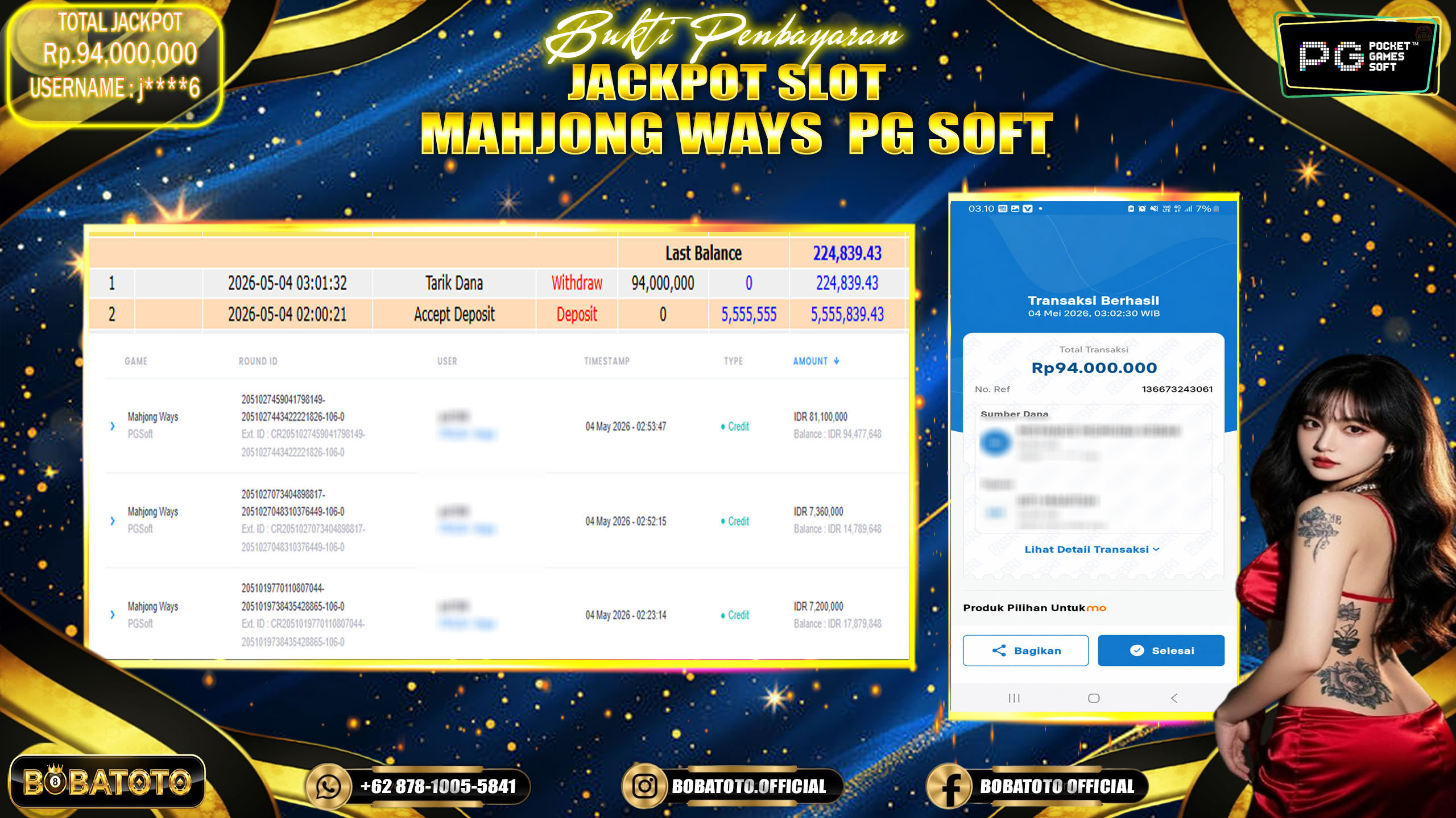 BOBATOTO JACKPOT SLOT MAHJONG WAYS PGSOFT  Rp.94,000,000,- LUNAS!!!