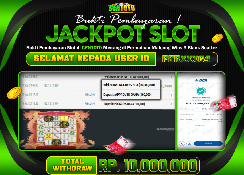  BUKTI JACKPOT LUNAS CENTOTO  RP 10.000.000,-LUNAS
