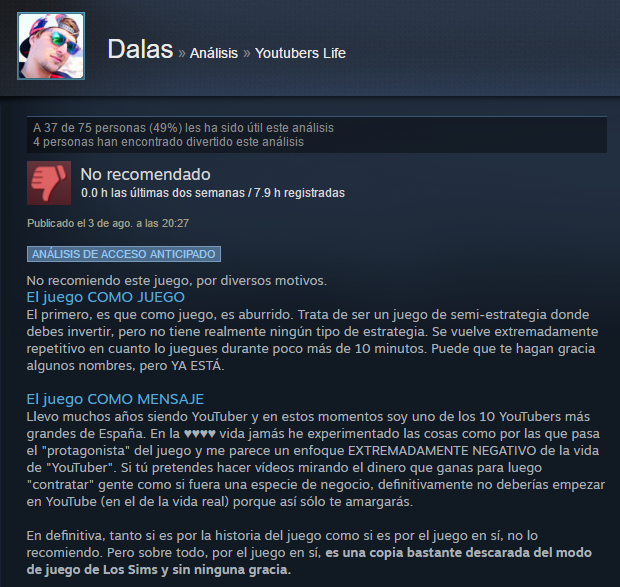 DALASREVIEW criticando JUEGOS EN STEAM