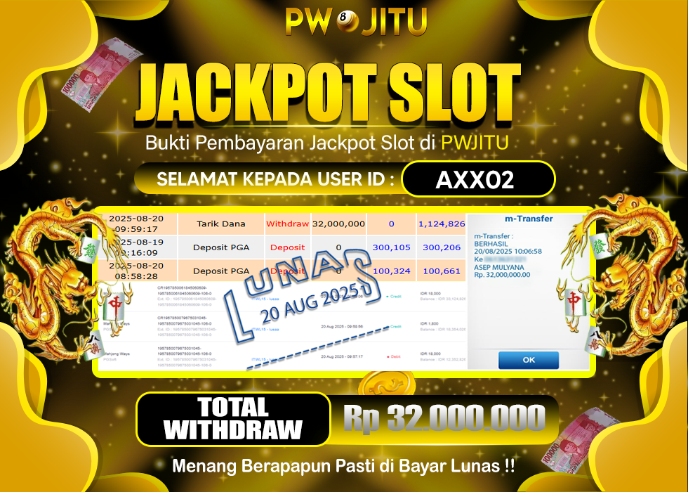 PWJITU JACKPOT SLOT MAHJONG WAYS Rp.32.000.000,- LUNAS