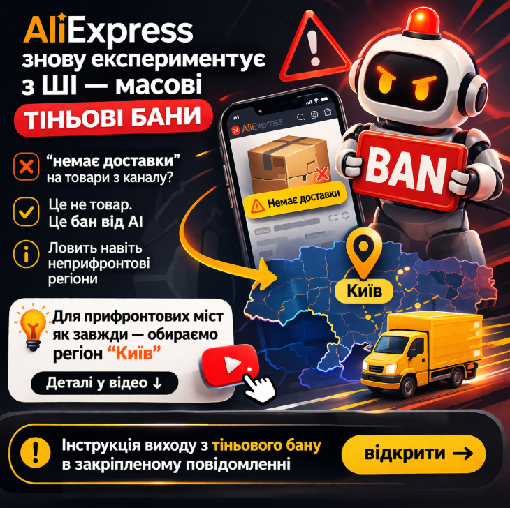  AliExpress знову експериментує з ШІ - масові "бани" акаунтів