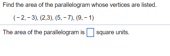 how to find an area of a parallelogram with vertices