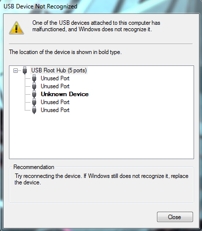 USB port destroyed, Windows continues to notify me every 10s ...