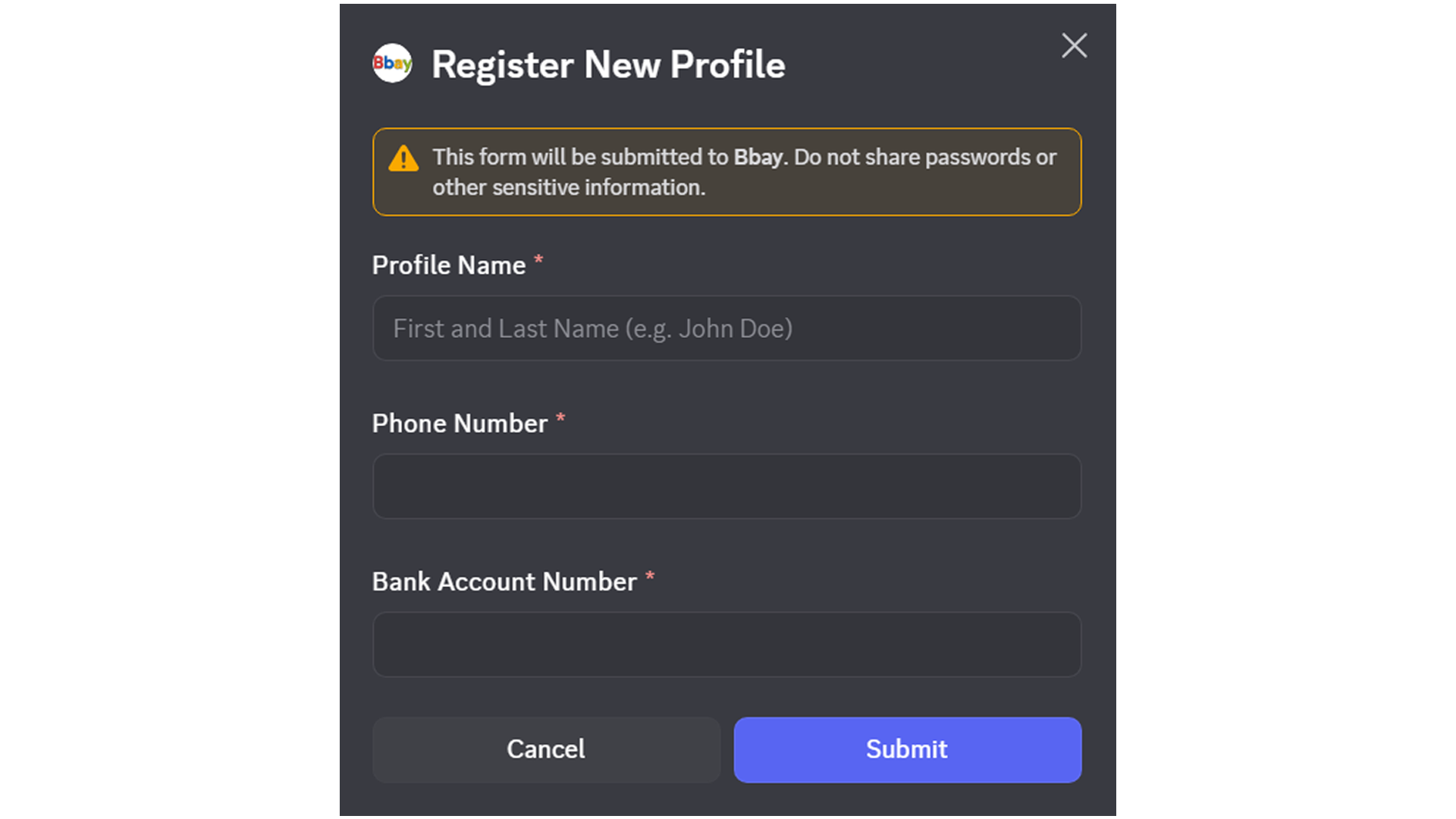 Registration Command Template