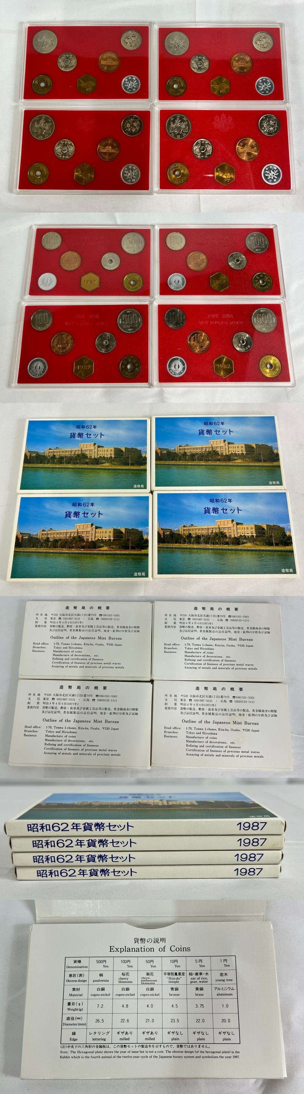 6PP049】1円スタート 造幣局 JAPAN MINT 貨幣セット 額面666円×4点まとめ 昭和62年 1987年 ミントセット プルーフ 硬貨  コイン 現状品-日本一掃