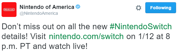 Nintendo Switch To Be Fully Revealed On The 12th Of January At 11PM Eastern