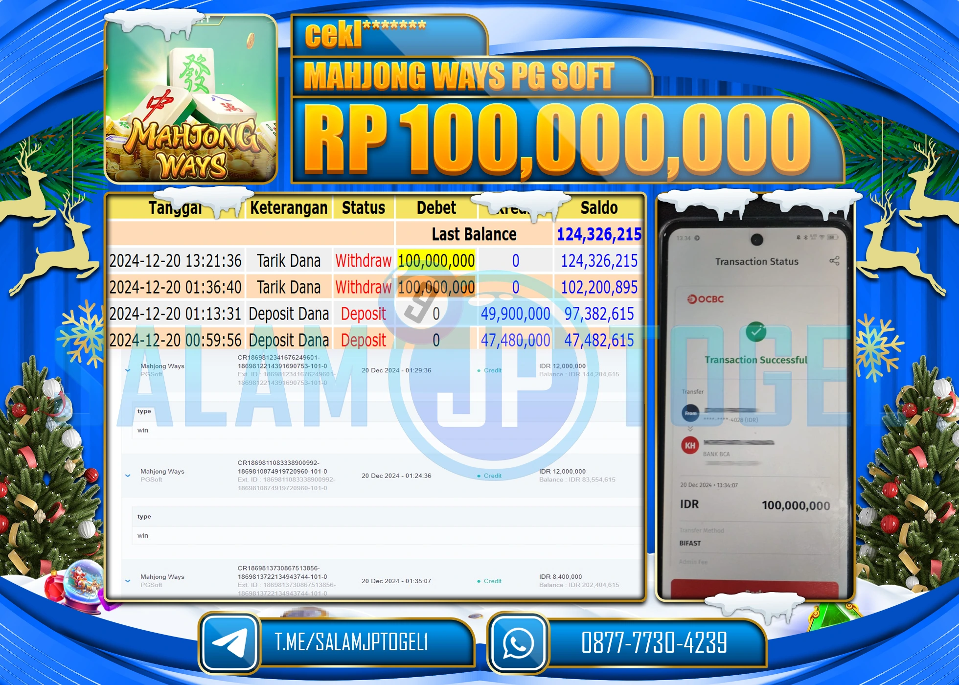 SALAMJPTOGEL MENANG SLOT MAHJONG WAYS Rp.100,000,000 LUNAS