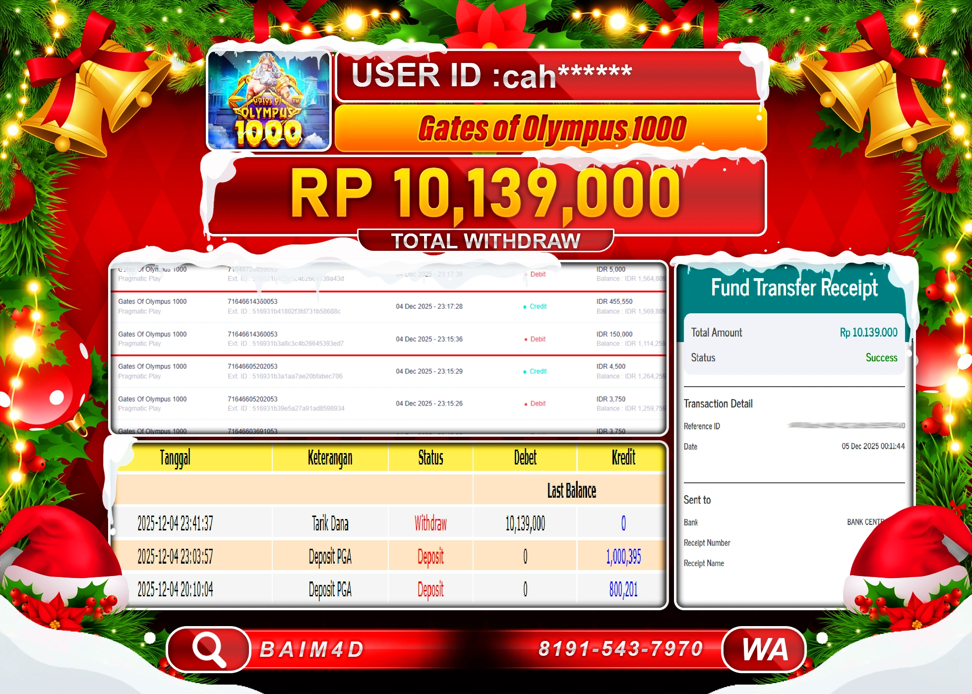 BAIM4D JACKPOT SLOT GATES OF OLYMPUS 1000 Rp.10,139,000 - LUNAS