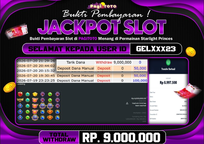 HAPPY JACKPOT MEMBER PAGITOTO SLOT STARLIGHT PRINCESS 1000 Rp 9.000.000-, - LUNAS
