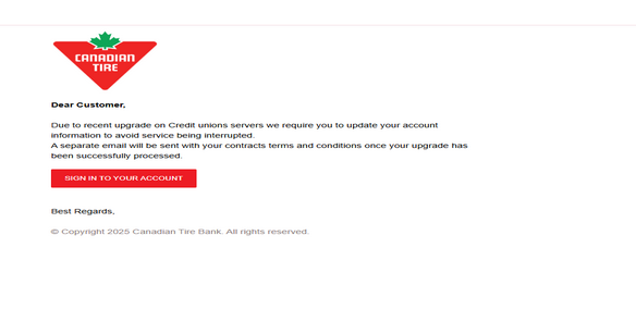 Canadian Tire Bank ✓ { LETTER } ⭐ Clean inbox Letter 2025 ❤️