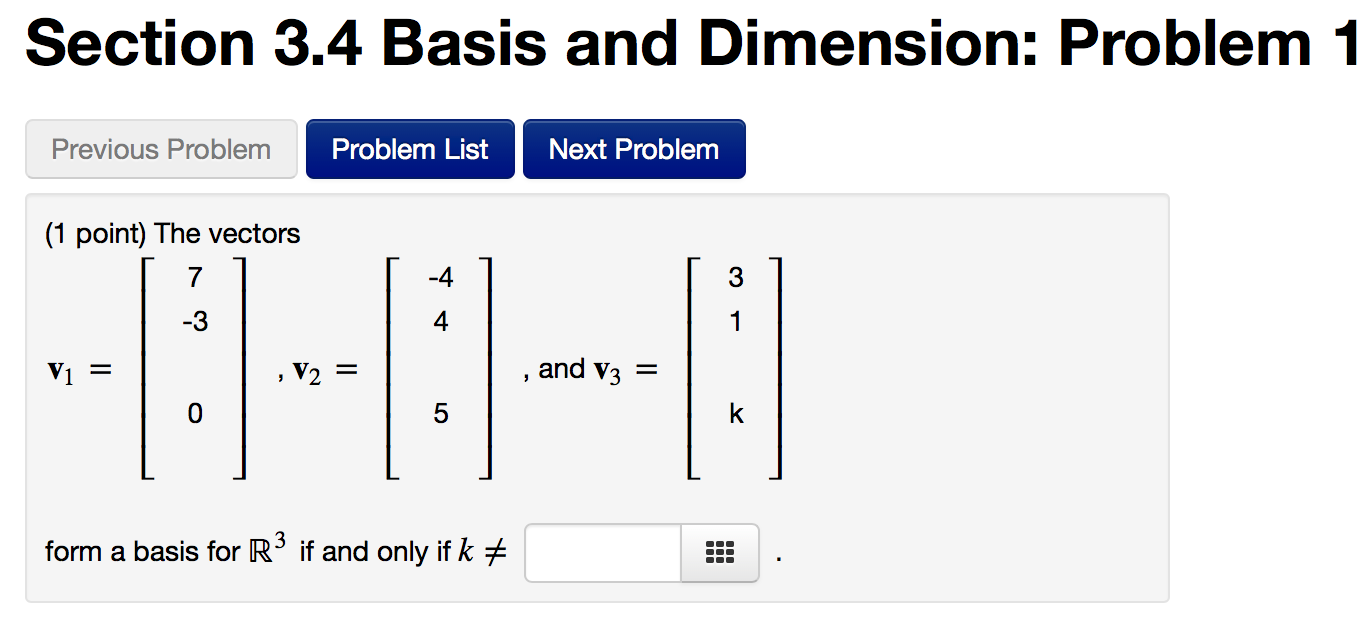 Solved Section 3.4 Basis And Dimension: Problem1 (0 OlO | Chegg.com