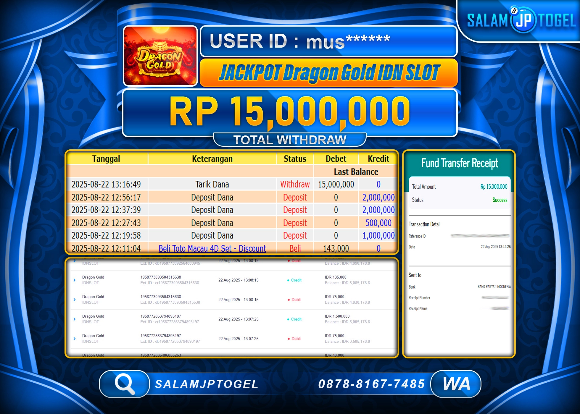SALAMJPTOGEL MENANG DRAGON GOLD (IDNSLOT) Rp.15,000,000