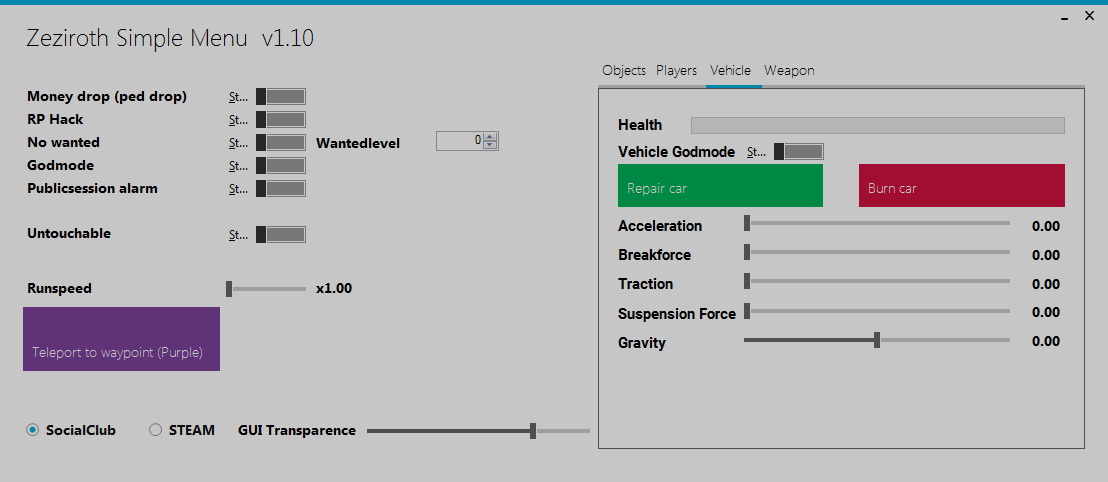 Simple Vehicle Menu 