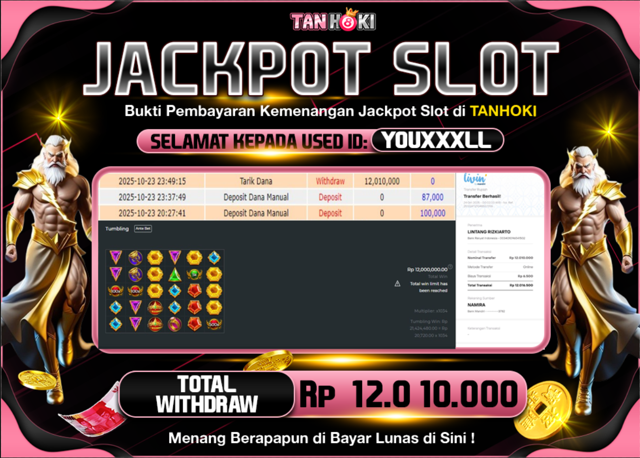 TANHOKI JACKPOT SLOT GATES OF OLYMPUS 1000 Rp..12.010.000,- LUNAS