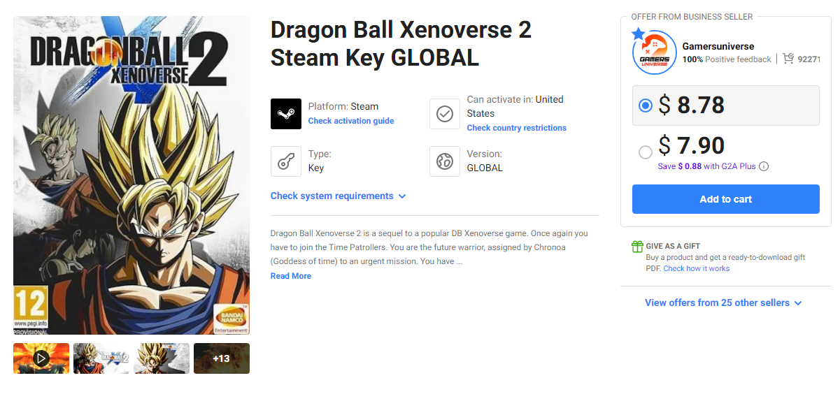 Dragon Ball: Xenoverse 2 Steam Key GLOBAL