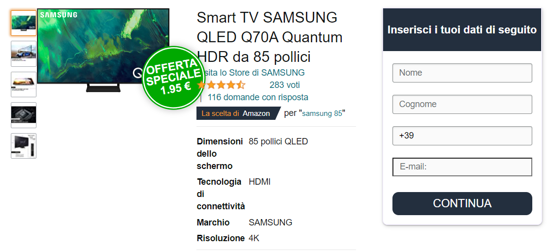 [CC Submit] IT | Samsung QLED Smart TV Amazon | FB Pixel