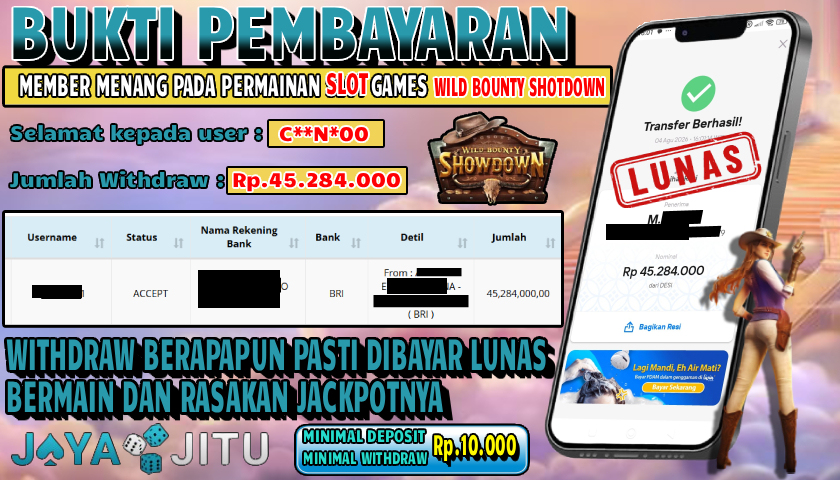 🏆 BUKTI KEMENANGAN WILD BOUNTY SHOWDOWN MEMBER  JAYAJITU🏆