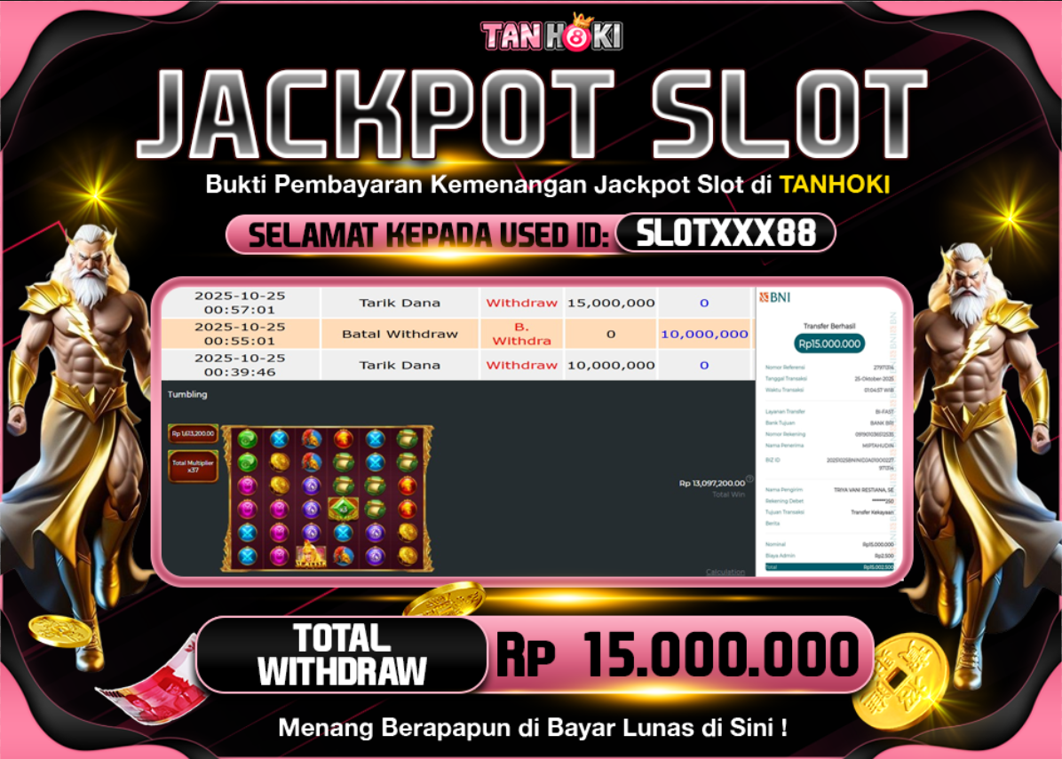 TANHOKI JACKPOT SLOT WISDOM OF ATHENA 1000 Rp..15.000.000,- LUNAS