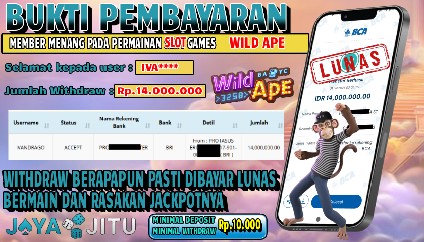 🏆 BUKTI KEMENANGAN WILD APES MEMBER  JAYAJITU🏆