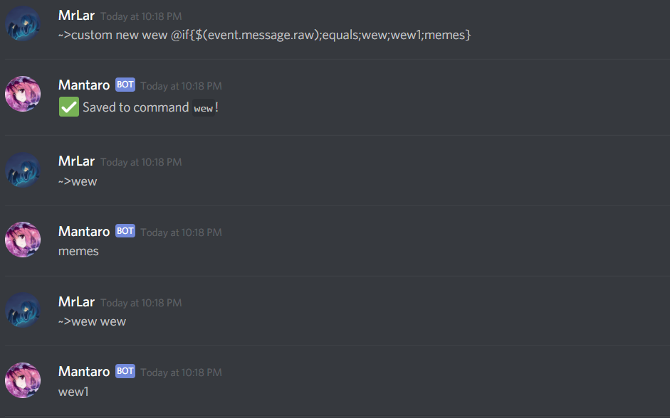 Mantaro bot discord команды