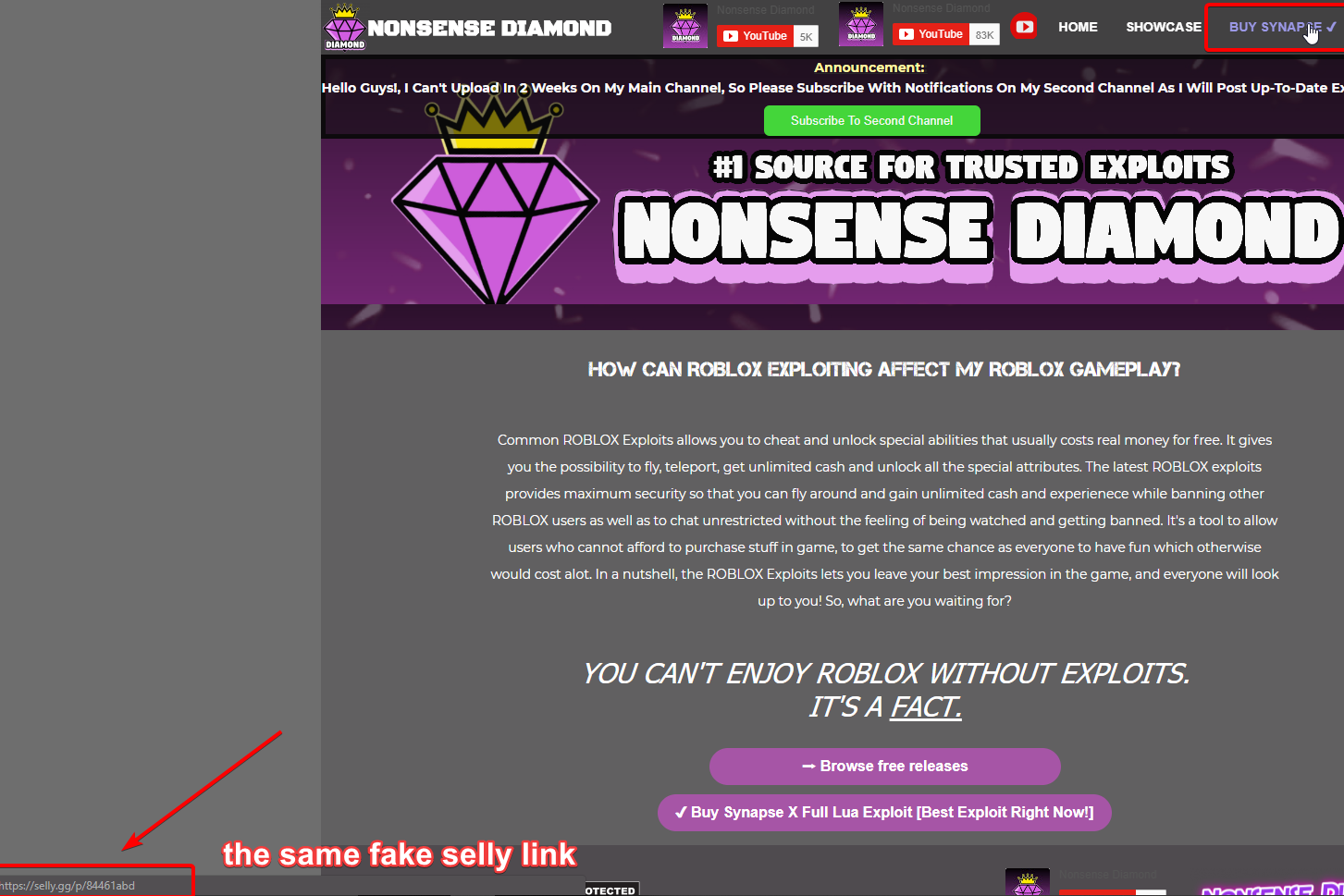 Expose Nonsense Diamond Literally Reselling Fake Synapse X Keys On His Own Site
