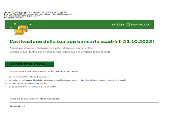 Intesa Sanpaolo Letter High Quality Send Inbox HTML 2025