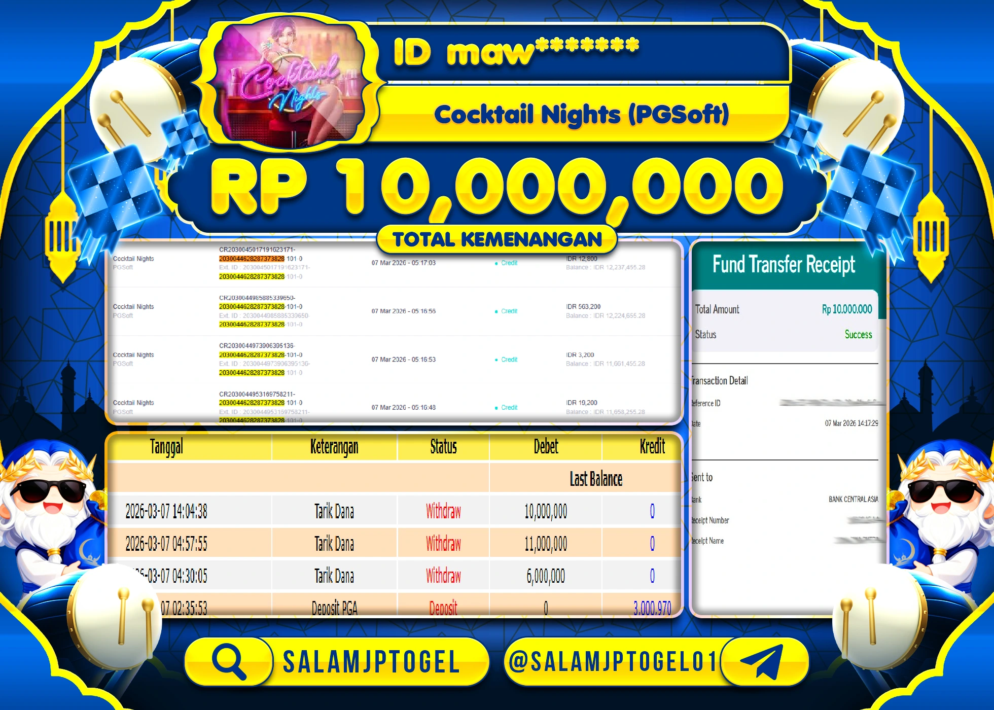 SALAMJPTOGEL JACKPOT Slot Cocktail Nights (PGSoft) Rp.10,000,000- LUNAS