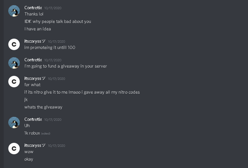 Contretix Exposed Scamming Me And People In My Discord Server Wearedevs Forum - discord robux giveaway