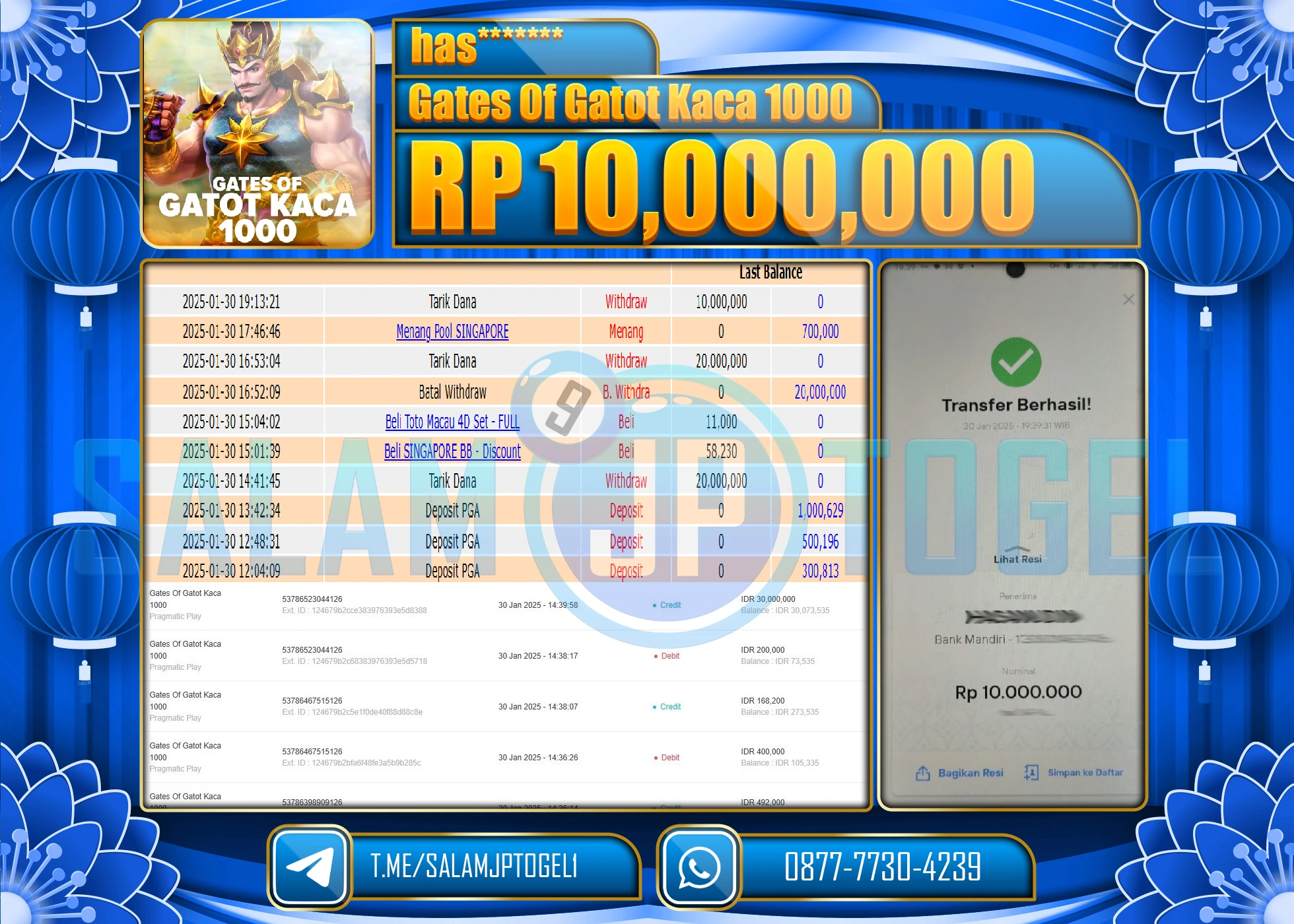 SALAMJPTOGEL MENANG SLOT 15,000X MANIA Rp.15,000,000 LUNAS