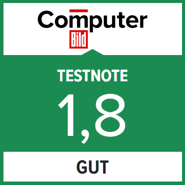 Testnote: 1,8 (SEHR GUT) bei ComputerBild