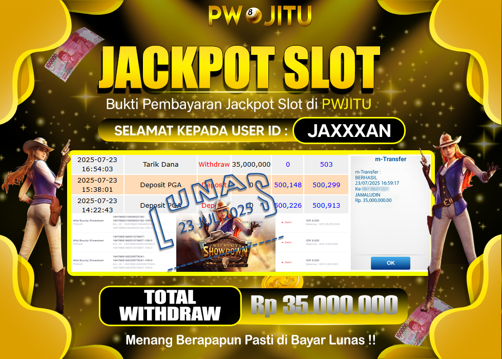 PWJITU JACKPOT WILD BOUNTY SHOWDOWN Rp.35.000.000,- LUNAS