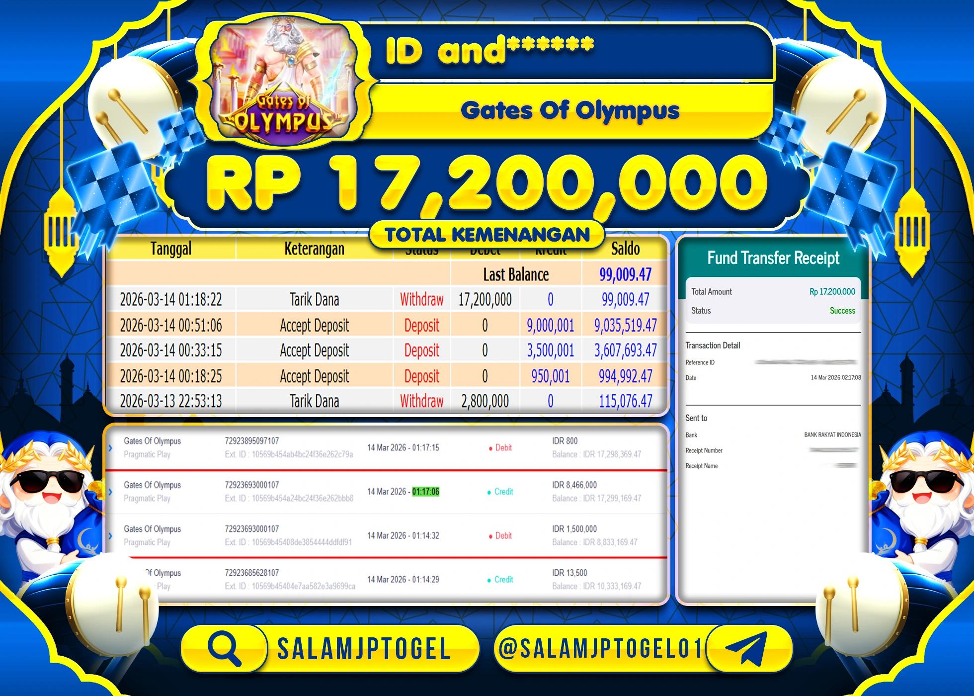 SALAMJPTOGEL JACKPOT Gates Of Olympus (Pragmatic) Rp.17,200,000 - LUNAS