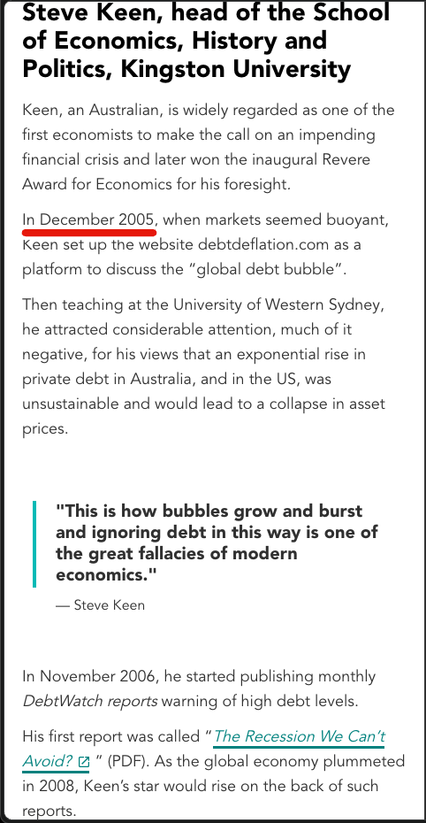 Additional December 2005 publication evidence by Steve Keen.