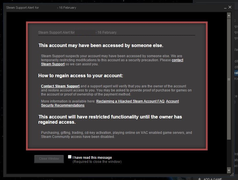 You Have An Alert From Steam Support R GlobalOffensive   134bd81930a6181c5072c6287f48428b 