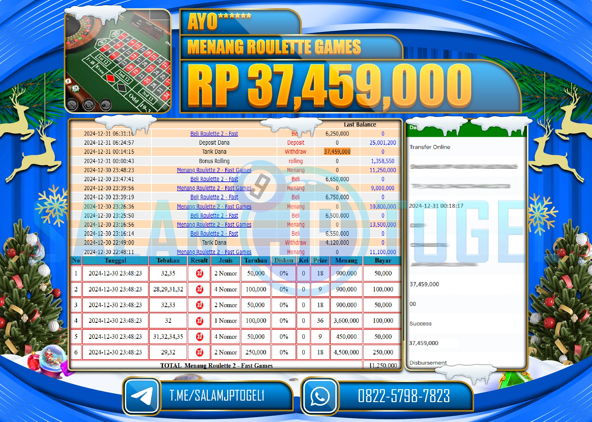SALAMJPTOGEL MENANG LIVE ROULETTE GAMES Rp.37,459,000 LUNAS
