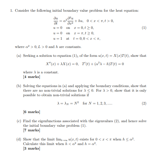 Solved 1 Consider The Following Initial Boundary Value P Chegg Com